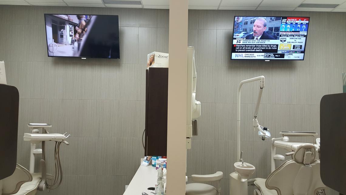 Dental office TV installation